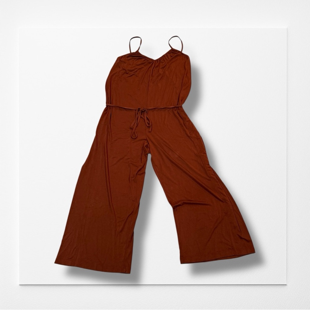 CALIA Brown Jumpsuit with Adjustable Spaghetti Straps, Size Large